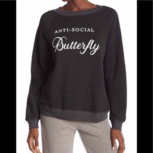 new Wildfox anti-social butterfly Sweatshirt Black